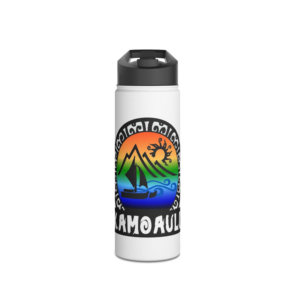 Kamoauli Island Sunset Stainless Steel Water Bottle — Sailboat Rainbow Design