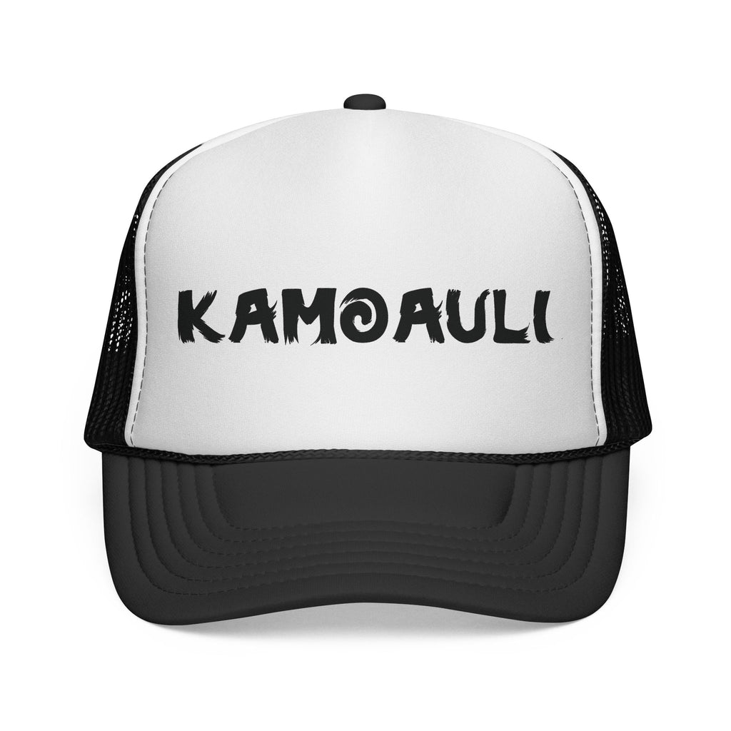 Kamoauli Trucker Hat — Bold Brush Script Mesh Cap
