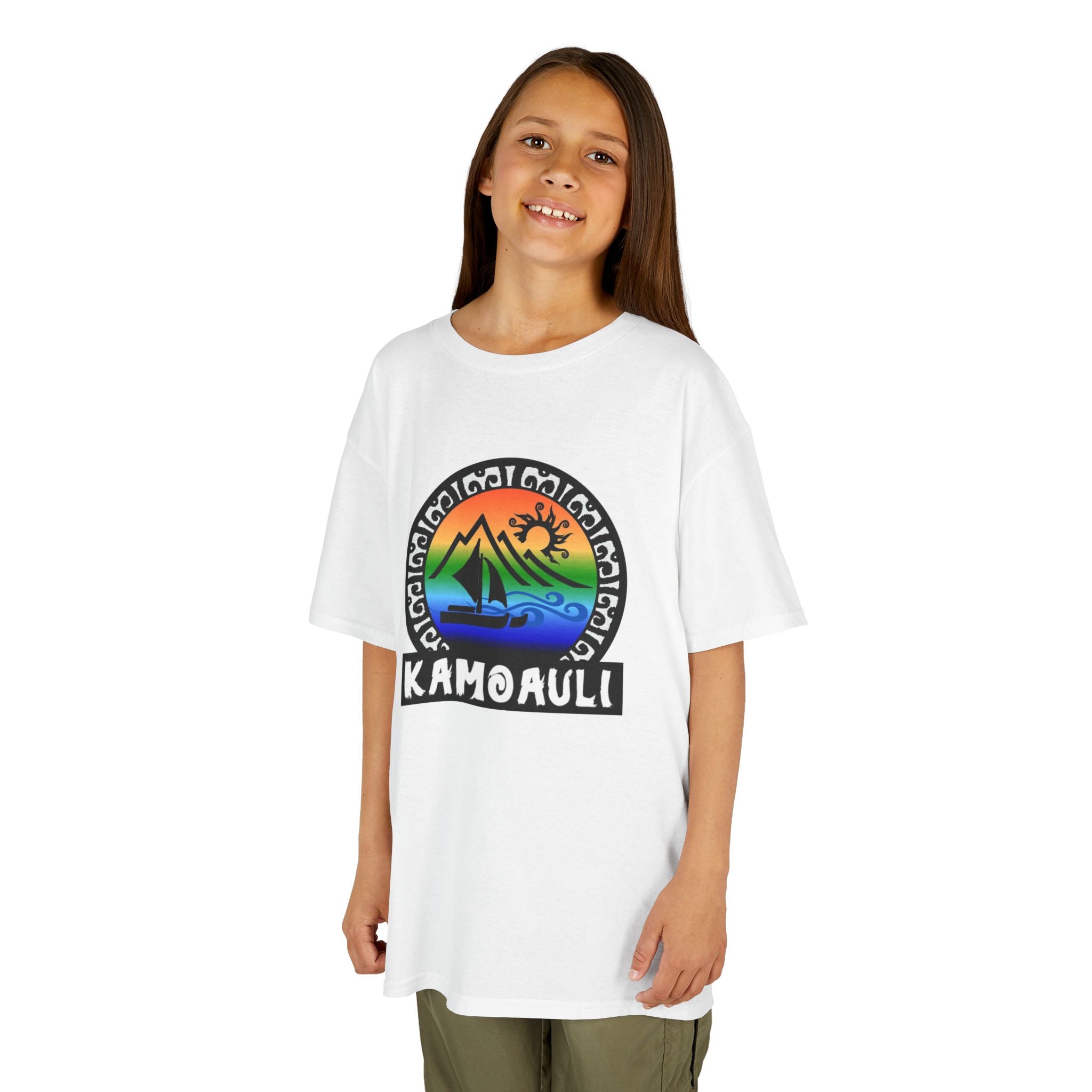 Kids T-Shirt — Kamoauli Hawaiian Sunset Sail Graphic