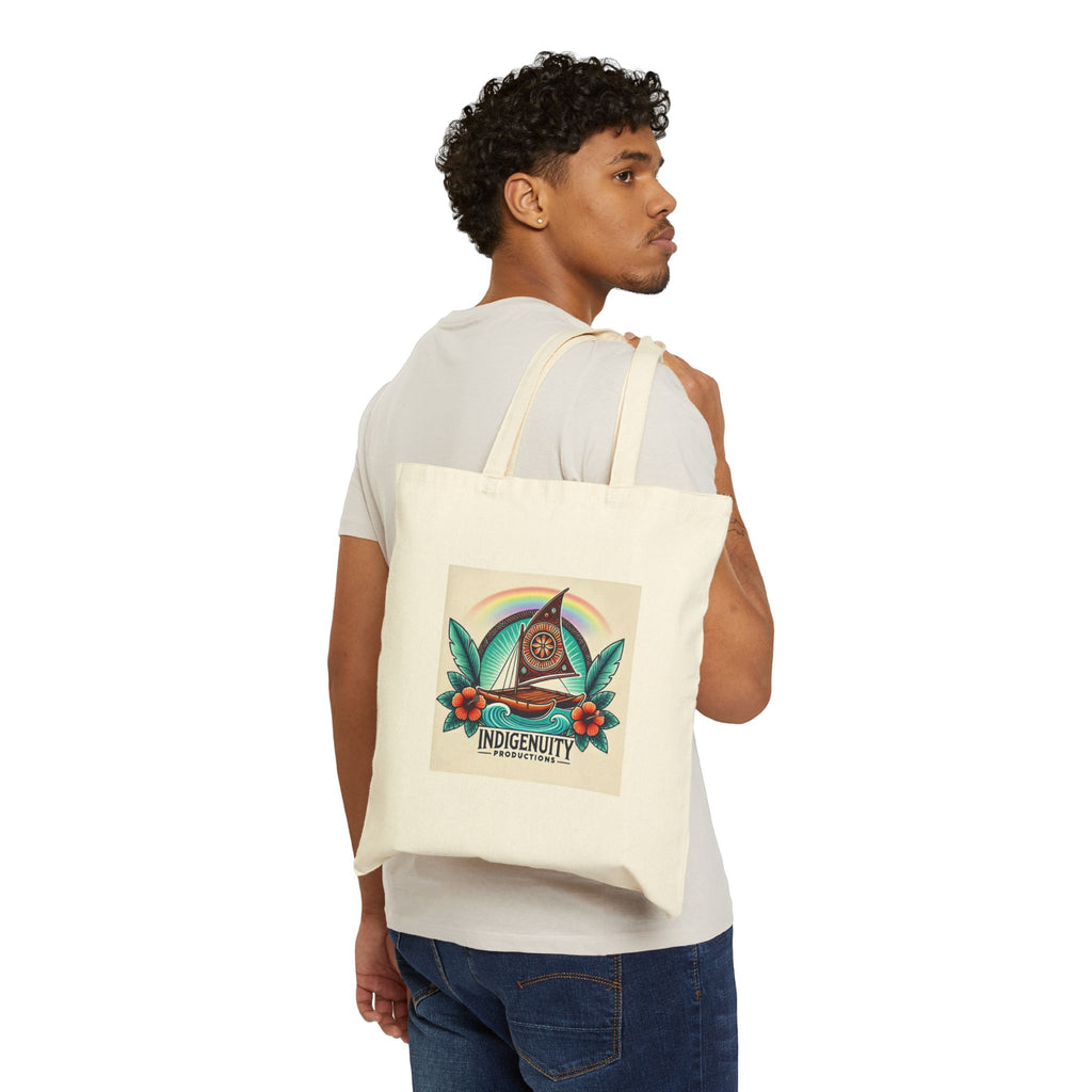 Indigenuity Productions Motif Tote Bag — Vintage Tribal Sail Design Canvas Tote
