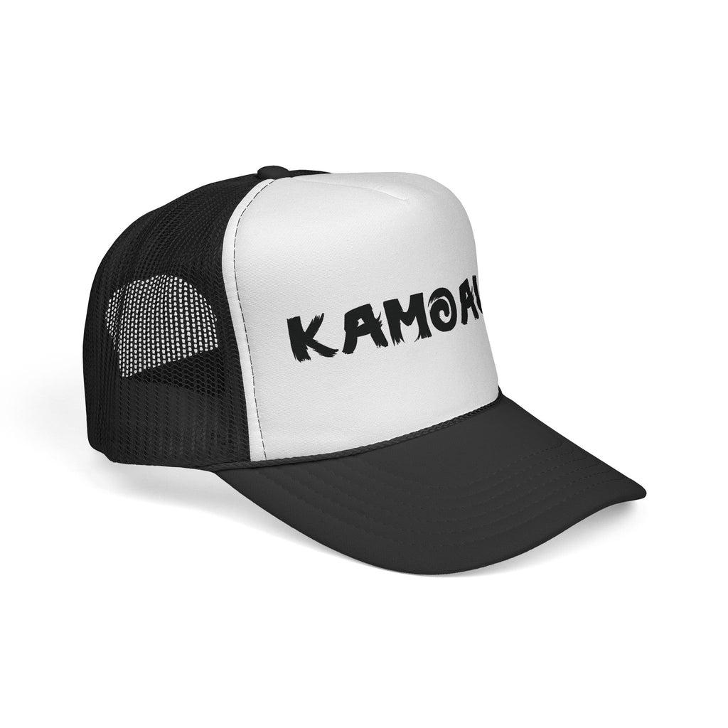 Kamoauli Trucker Hat — Bold Brush Script Mesh Cap